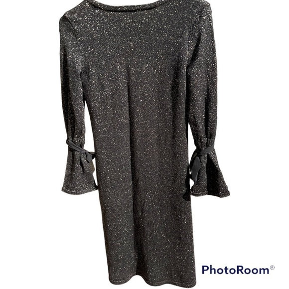 RSVP Talbots Metallic Bell Sleeve Merino Wool Sweater Dress Size M P - Picture 3 of 5